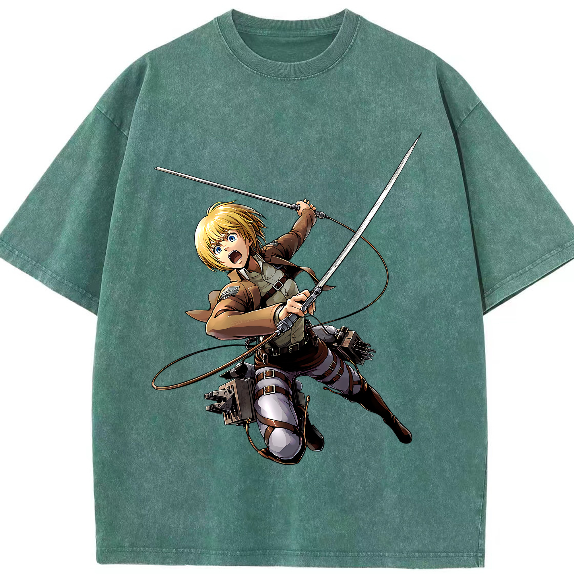（画像用） 進撃の巨人 アルミン·アルレルト Attack on Titan Armin Arlert 綿100% ヴィンテージ風 半袖Tシャツ（フロントプリント）